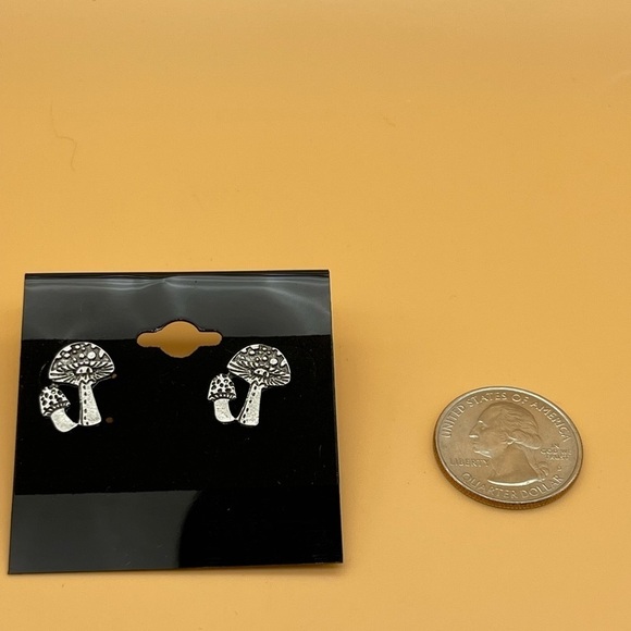 Mushroom Stud Earrings, Silver Color, NWOT, For Bundle Purchases Only - Picture 2 of 4